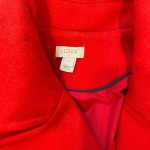 J. Crew Red Pea Coat Soft with Buttons Size 6 Women’s